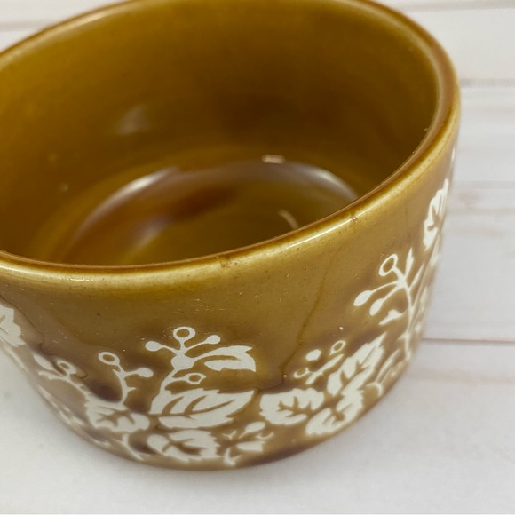 Vintage Japan Soup Chili Mug Leaves Brown Glazed Boho 70s - Picture 5 of 8